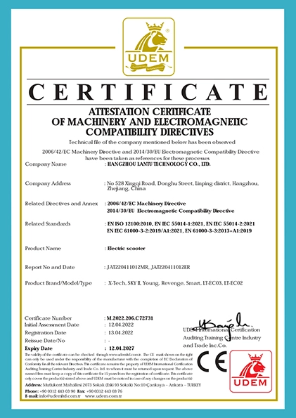 Atiestation Certificate Of Machinery And Electromagnetic Compatibility Directives